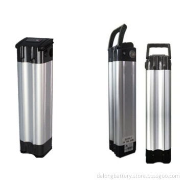 24V 10A little silver fish type electric bike battery with square head
